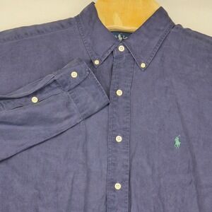 Ralph Lauren Shirt Men's Size L Blake Silk Linen Button Down Blue